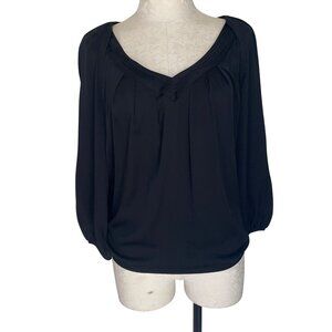 Diane Von Furstenburg Womens Top Size 4 Black V Neck Long Sleeve Casual